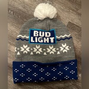 Bud Light Gray and Blue Winter Beanie